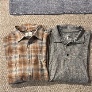 2XL SHIRT BUNDLE - NWT - Orange/brown plaid and grey long sleeve polo